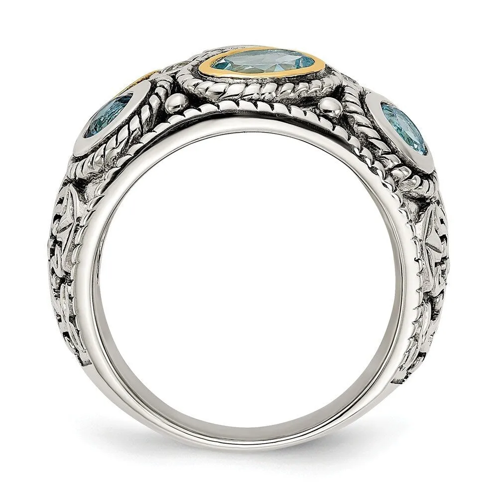Curata 925 Sterling Silver Open back With 14k Gold and Blue Topaz Fancy Ring sold by Zulily product image thumbnail 3