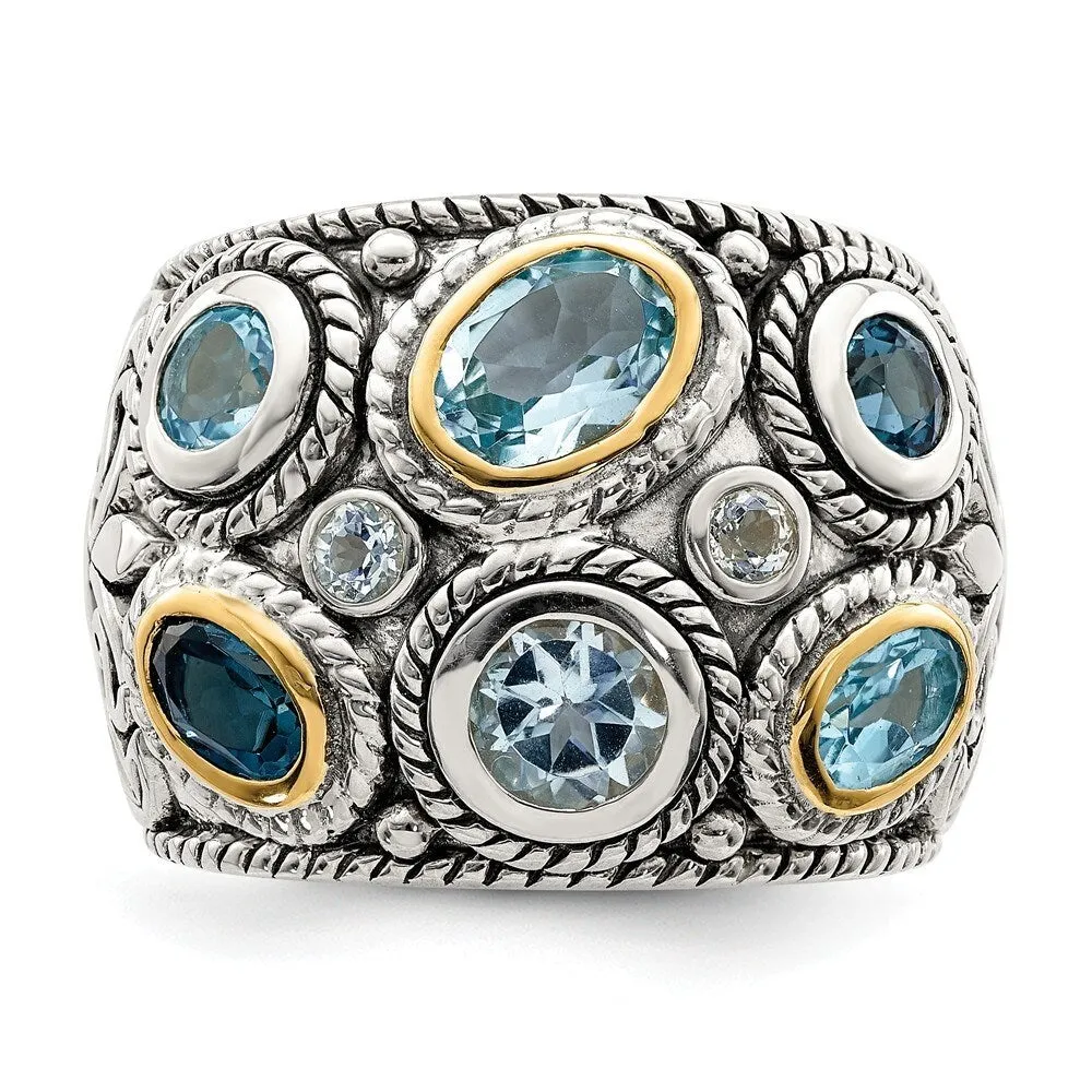 Curata 925 Sterling Silver Open back With 14k Gold and Blue Topaz Fancy Ring sold by Zulily product image thumbnail 5