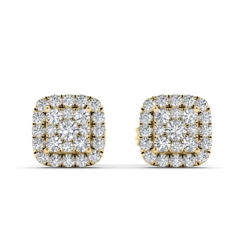 De Couer 10k Yellow Gold 1/2ct TDW Diamond Cluster Halo Earrings sold by Zulily