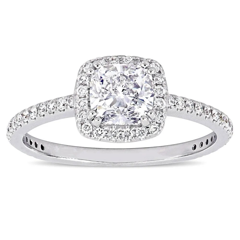 Miadora 14k White Gold 1 1/3ct TDW Certified Diamond Halo Engagement Ring (GIA) sold by Zulily