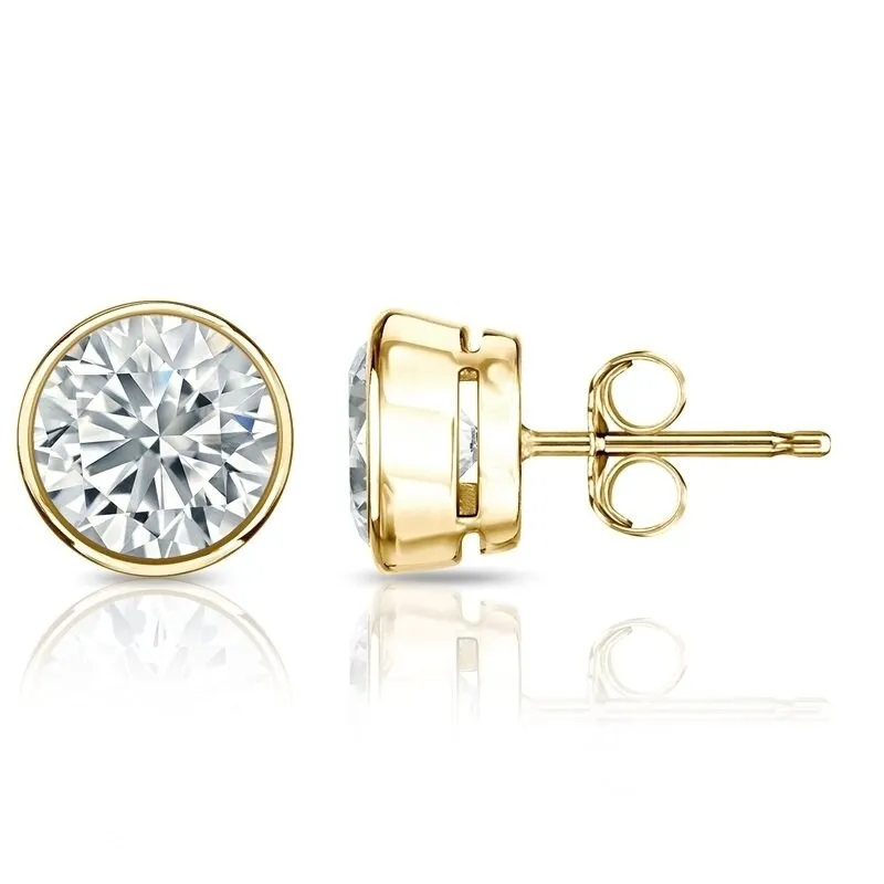 Auriya 1 1/4ctw Round Bezel Set Diamond Stud Earrings 14kt Gold GIA Certified sold by Zulily product image thumbnail 2