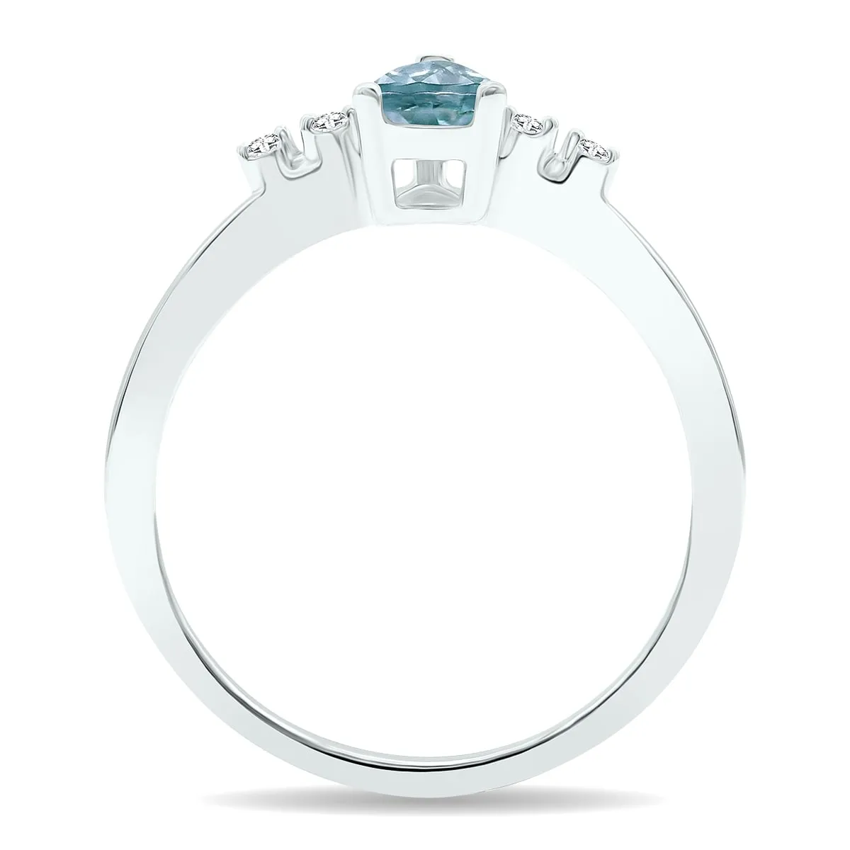 Women's Aquamarine and Diamond Sparkle Ring in 10K White Gold sold by Zulily product image thumbnail 2