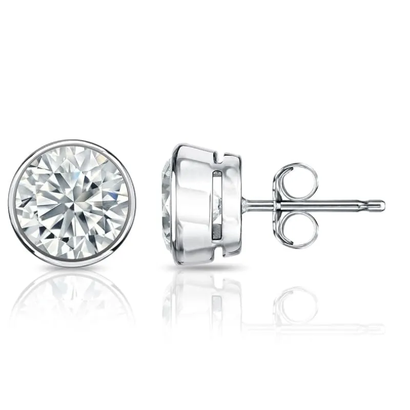 Auriya 1 1/4ctw Round Bezel Set Diamond Stud Earrings 14kt Gold GIA Certified sold by Zulily