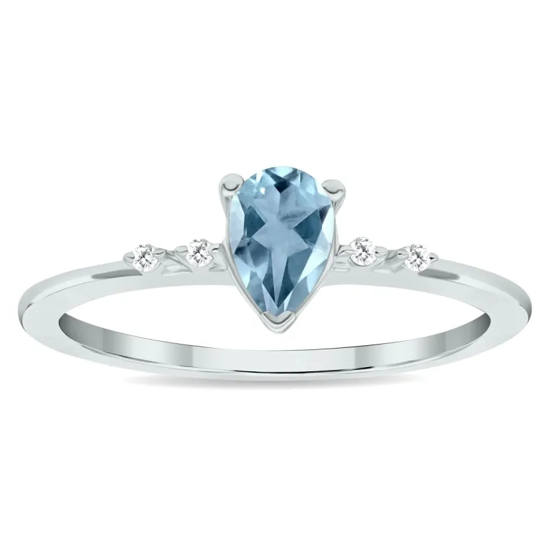 Women's Aquamarine and Diamond Sparkle Ring in 10K White Gold sold by Zulily