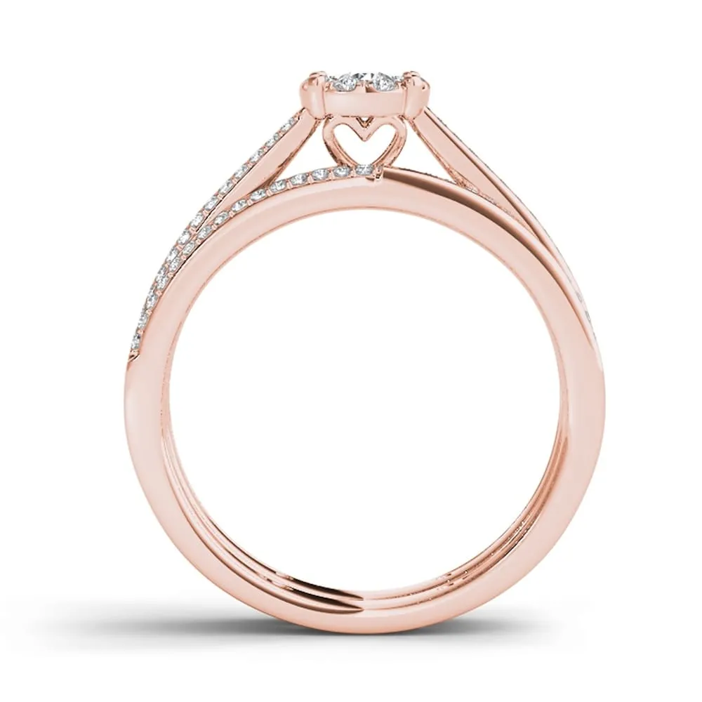 De Couer 10k Rose Gold 1/3ct TDW Diamond Cluster Engagement Ring Set with One Band sold by Zulily product image thumbnail 4
