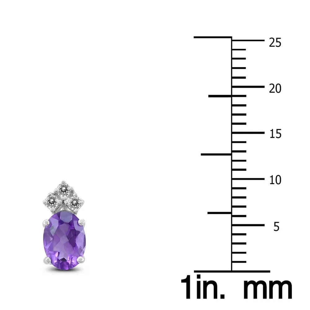 14K White Gold 7x5MM Oval Amethyst and Diamond Earrings sold by Zulily product image thumbnail 2