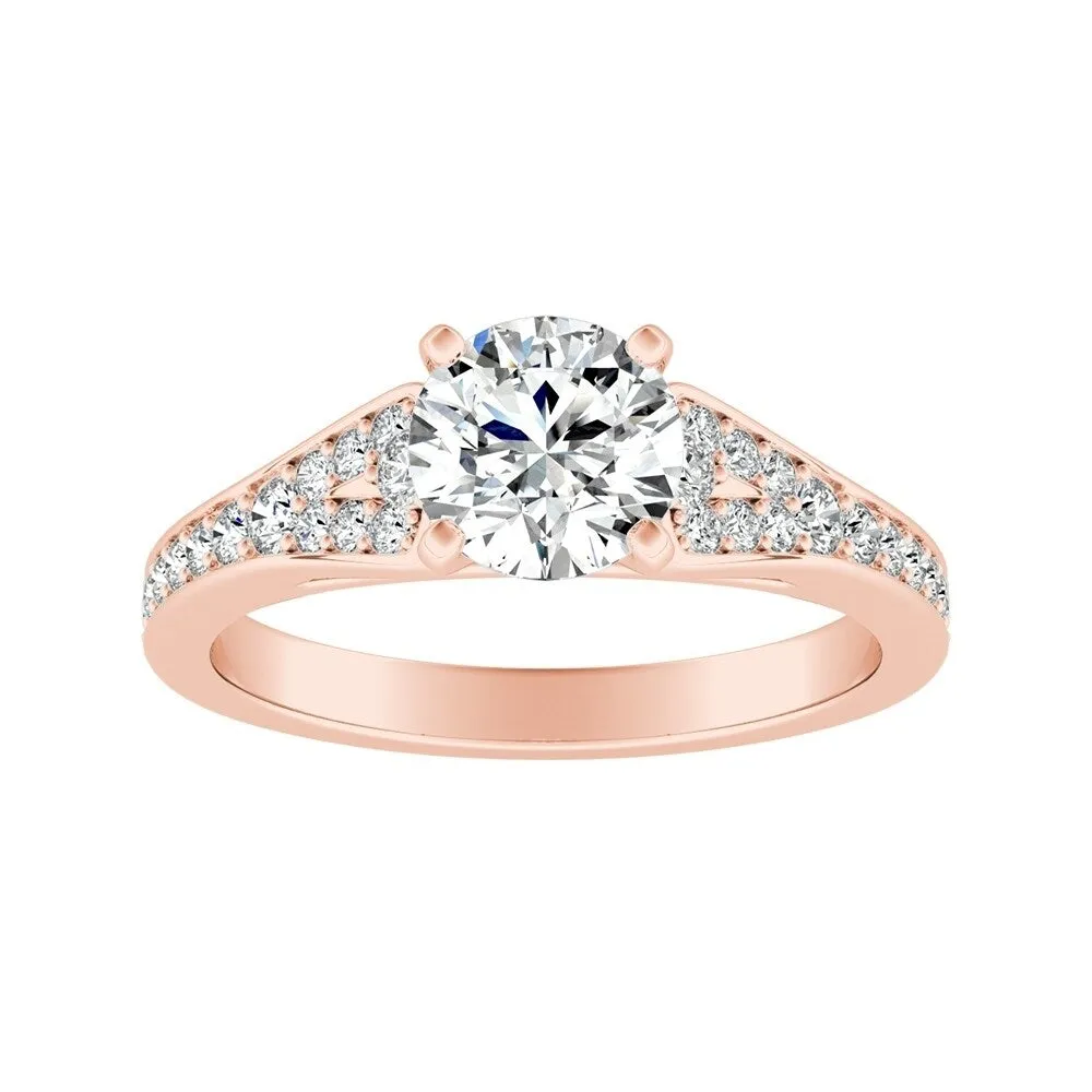 Auriya Round 1ct Moissanite and 1/4ct TDW Diamond Engagement Ring 14k Gold sold by Zulily product image thumbnail 3