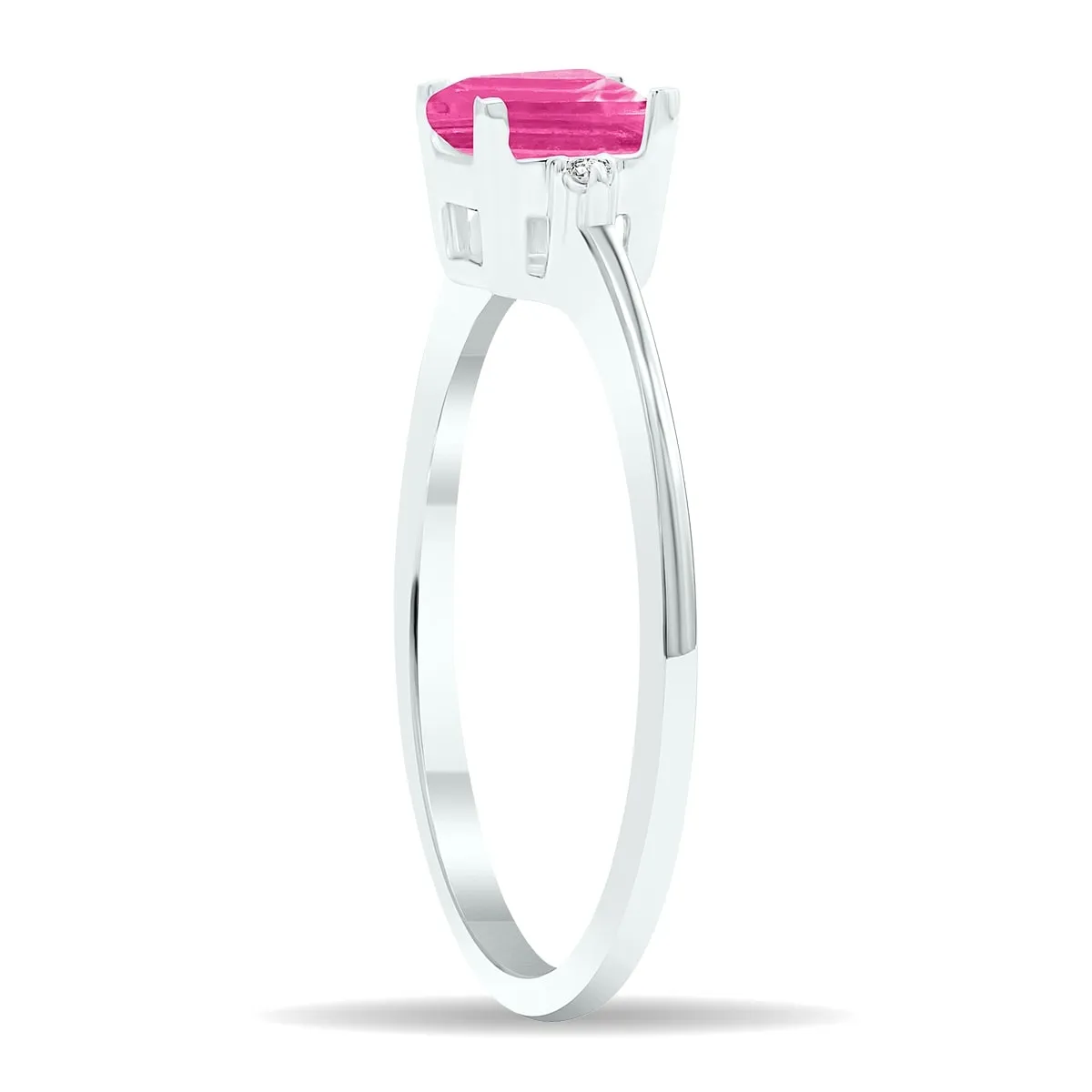 Women's Princess Cut Pink Topaz and Diamond Classic Band in 10K White Gold sold by Zulily product image thumbnail 2