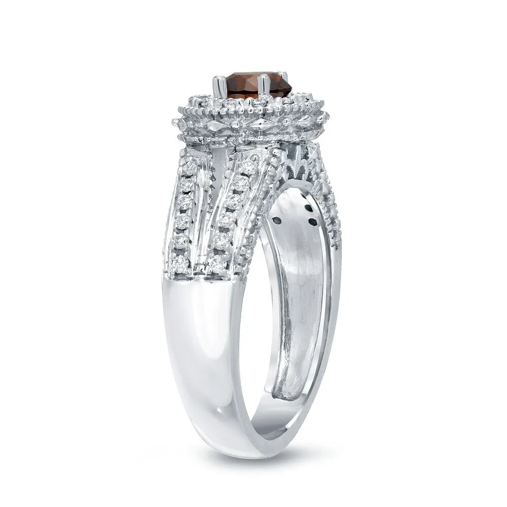 14k Gold Round 3/4ct TDW Brown Diamond with Halo Engagement Ring by Auriya sold by Zulily product image thumbnail 5