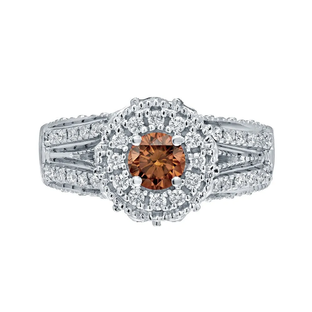 14k Gold Round 3/4ct TDW Brown Diamond with Halo Engagement Ring by Auriya sold by Zulily product image thumbnail 4