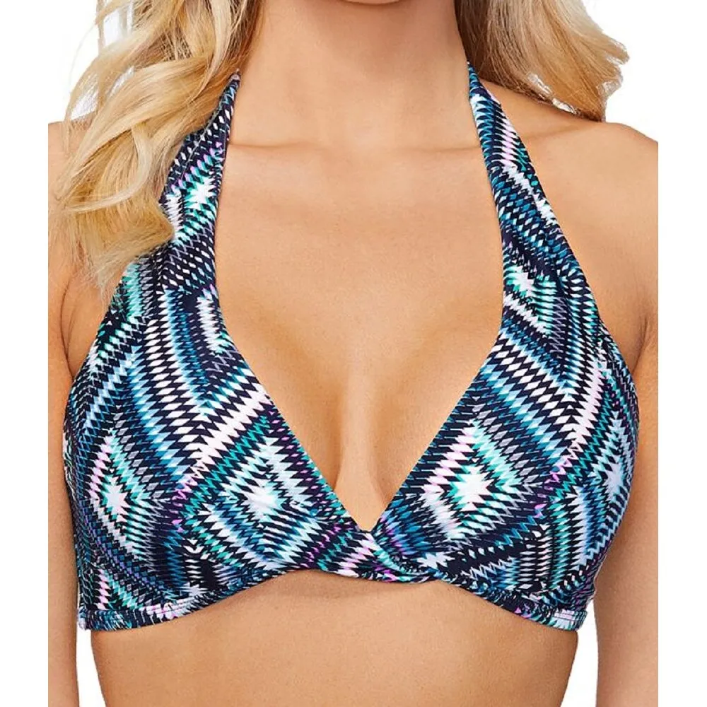 Island Escape Women's Sunshine Halter Bikini Top Swimsuit Blue sold by Zulily product image thumbnail 4