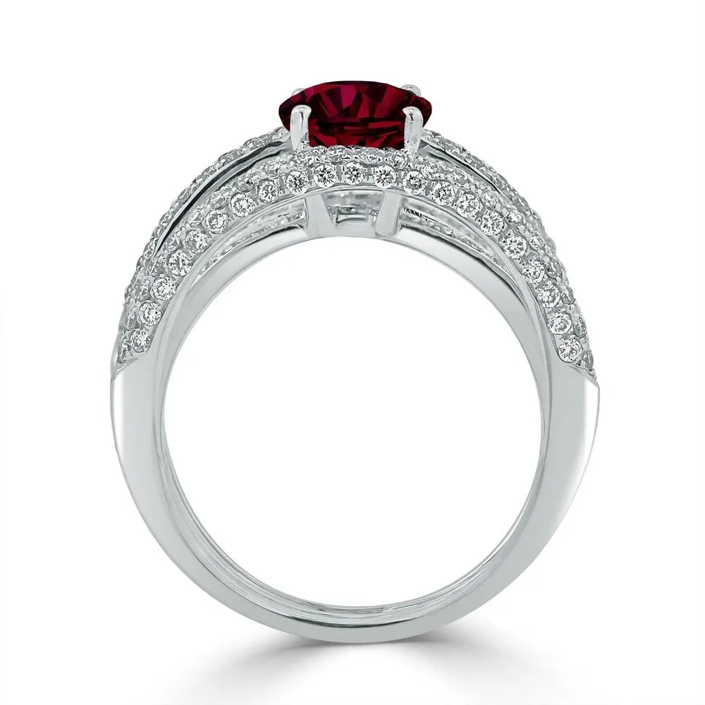 Auriya Modern 2ct Oval Red Ruby and Diamond Ring 9/10ctw 18K Gold sold by Zulily product image thumbnail 4