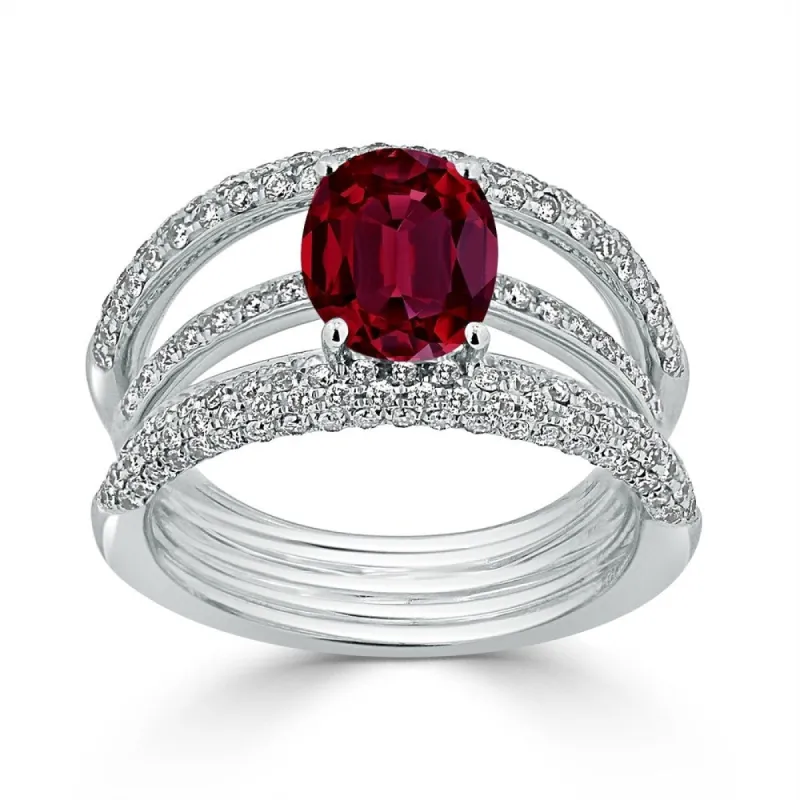 Auriya Modern 2ct Oval Red Ruby and Diamond Ring 9/10ctw 18K Gold sold by Zulily