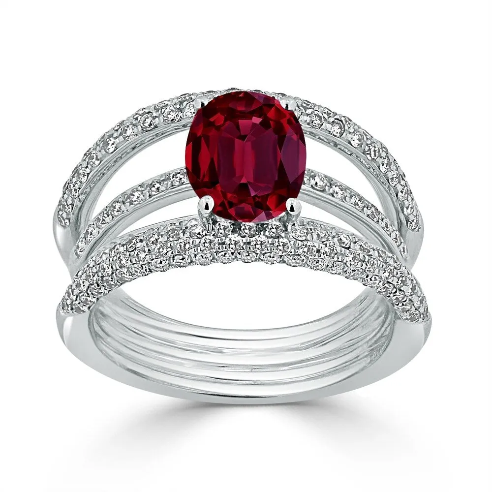 Auriya Modern 2ct Oval Red Ruby and Diamond Ring 9/10ctw 18K Gold sold by Zulily