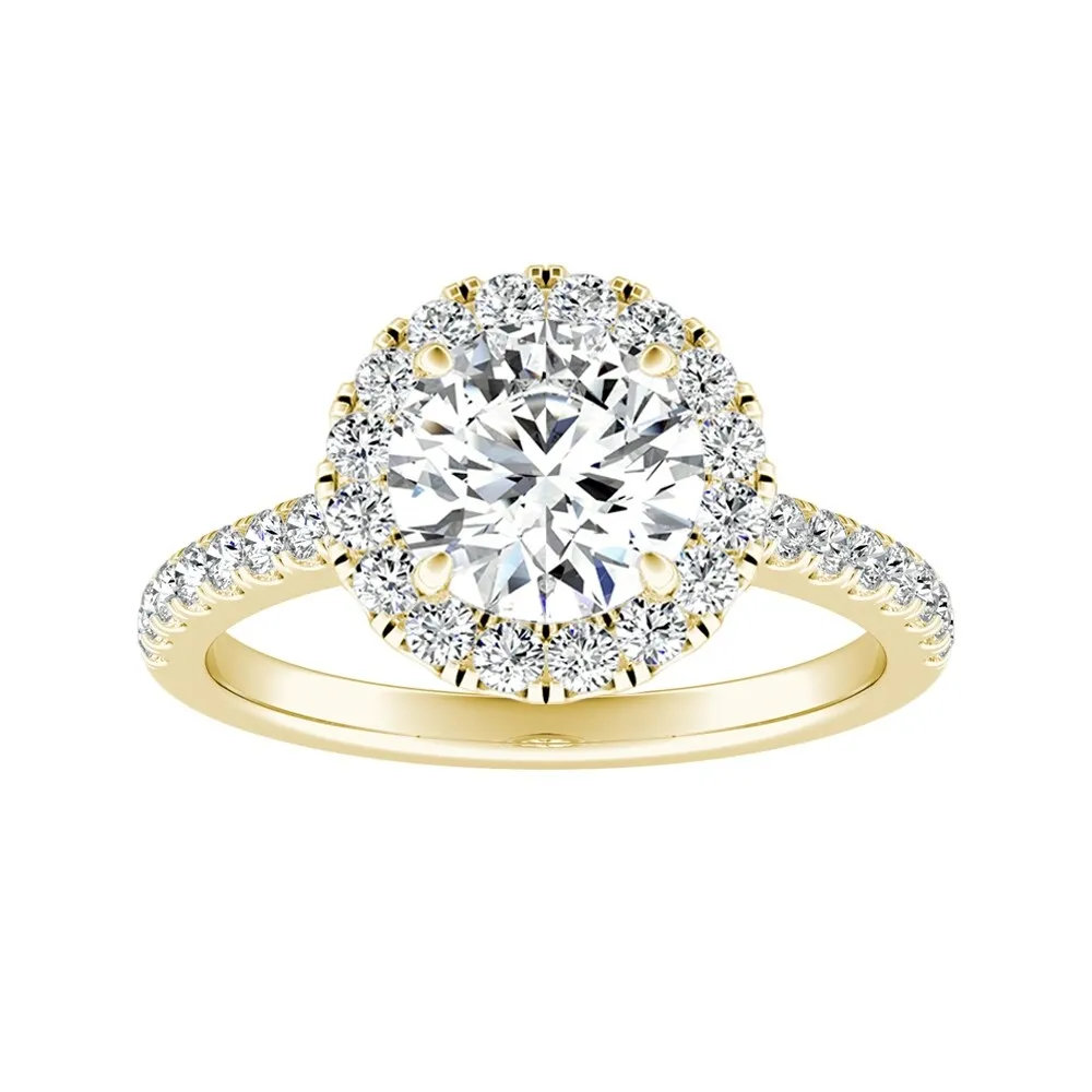 Auriya 14k Gold 4ct Moissanite Halo Diamond Engagement Ring 3/8ctw sold by Zulily product image thumbnail 2