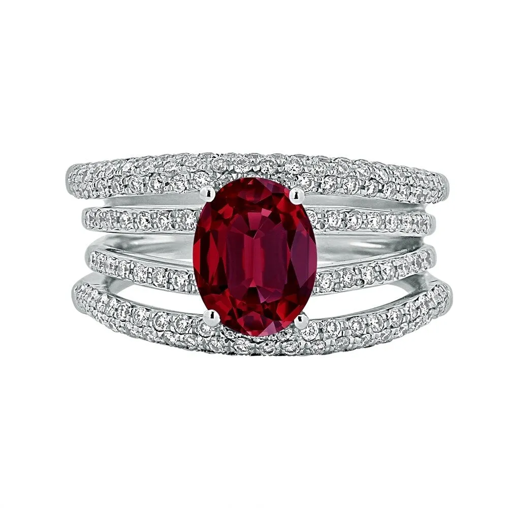 Auriya Modern 2ct Oval Red Ruby and Diamond Ring 9/10ctw 18K Gold sold by Zulily product image thumbnail 2