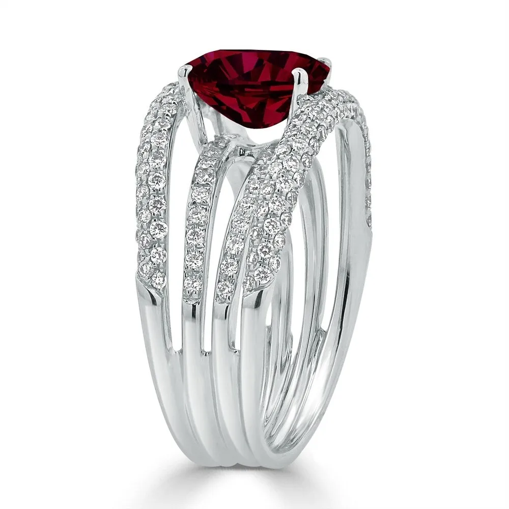 Auriya Modern 2ct Oval Red Ruby and Diamond Ring 9/10ctw 18K Gold sold by Zulily product image thumbnail 3