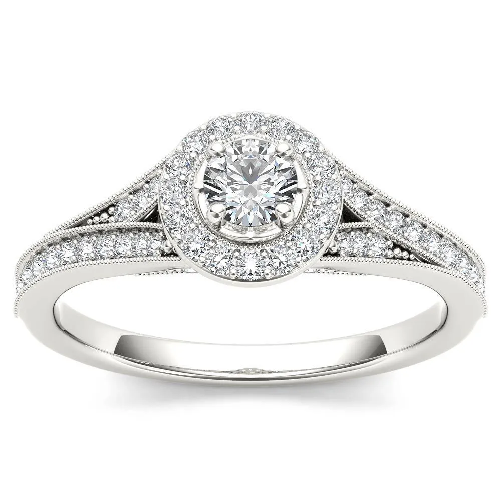 De Couer 14k White Gold 5/8ct TDW Diamond Halo Engagement Ring sold by Zulily