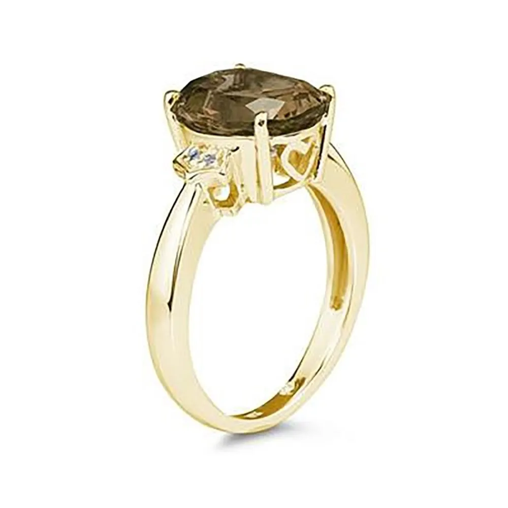 Marquee Jewels Smokey Quartz & Diamond Ring in 10k Yellow Gold sold by Zulily product image thumbnail 2