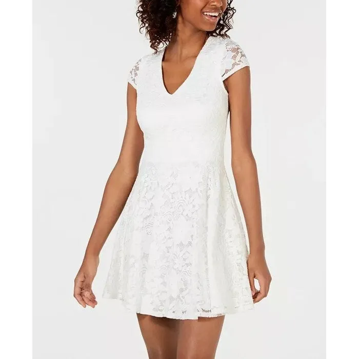 B Darlin Junior's Lace Tie Back Fit & Flare Dress White Size 3/4 sold by Zulily