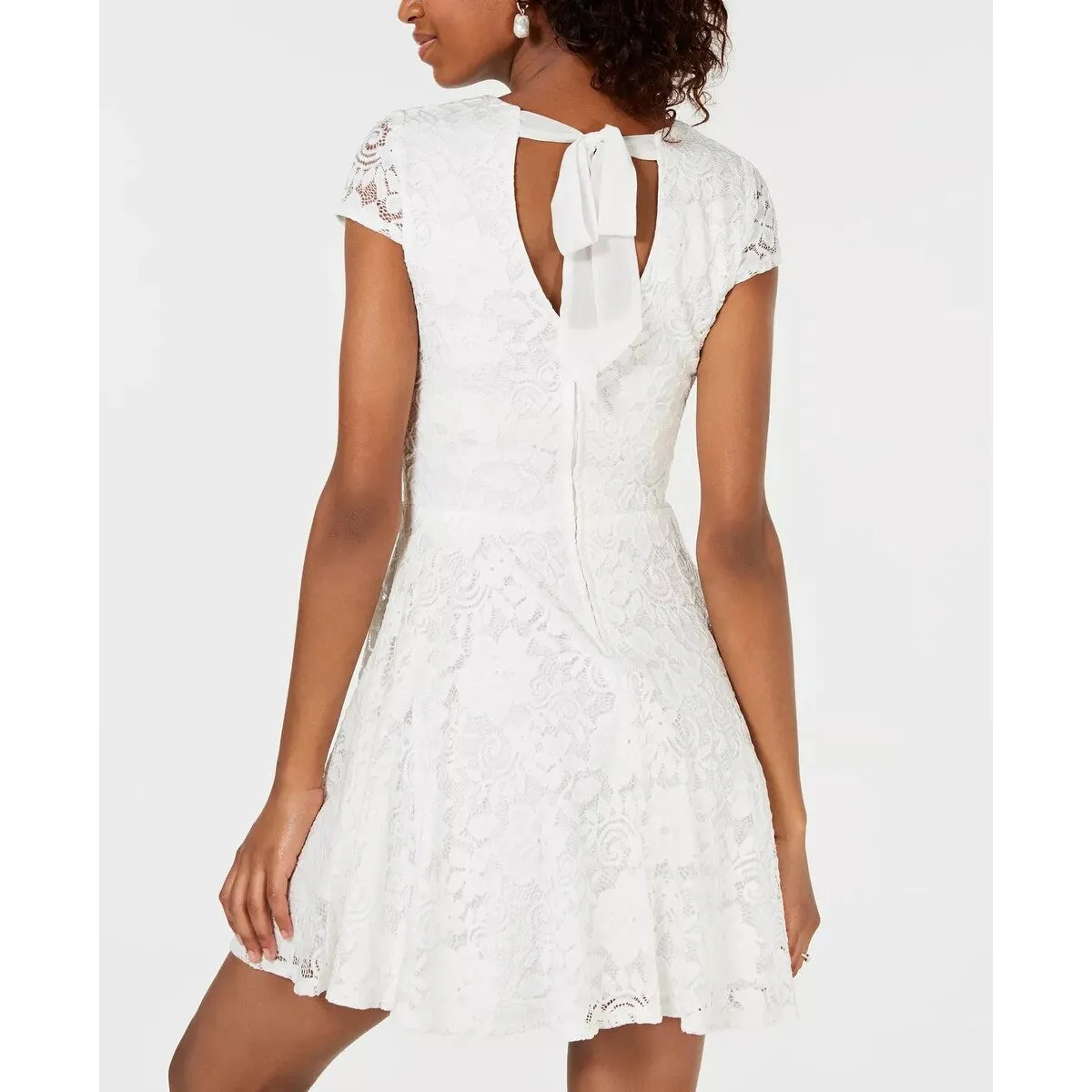 B Darlin Junior's Lace Tie Back Fit & Flare Dress White Size 3/4 sold by Zulily product image thumbnail 2