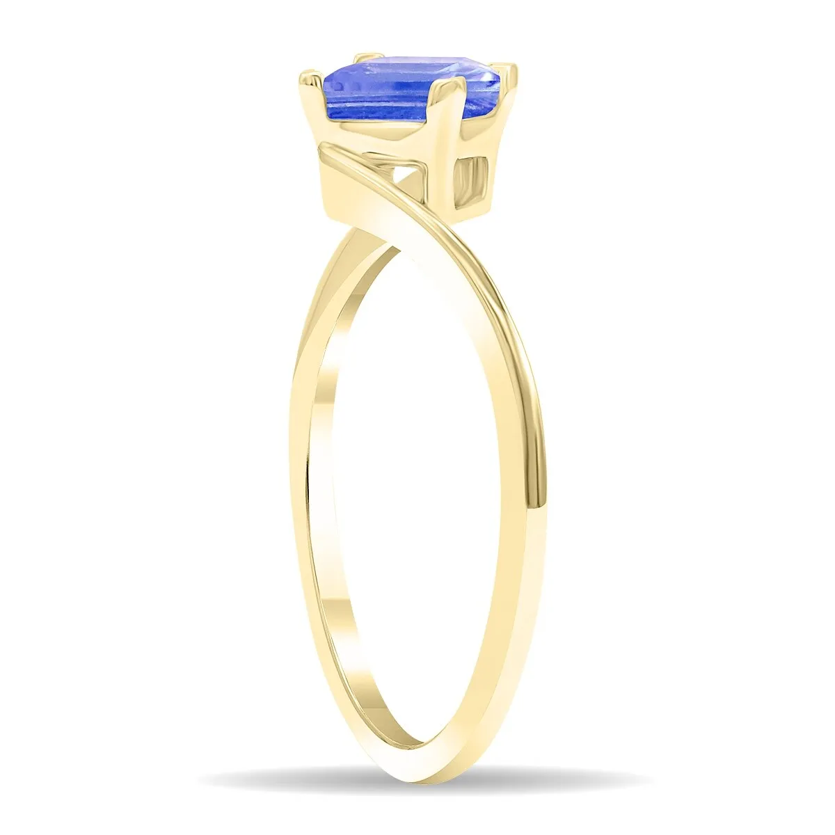 Women's Solitaire Square Shaped Tanzanite Wave Ring in 10K Yellow Gold sold by Zulily product image thumbnail 3