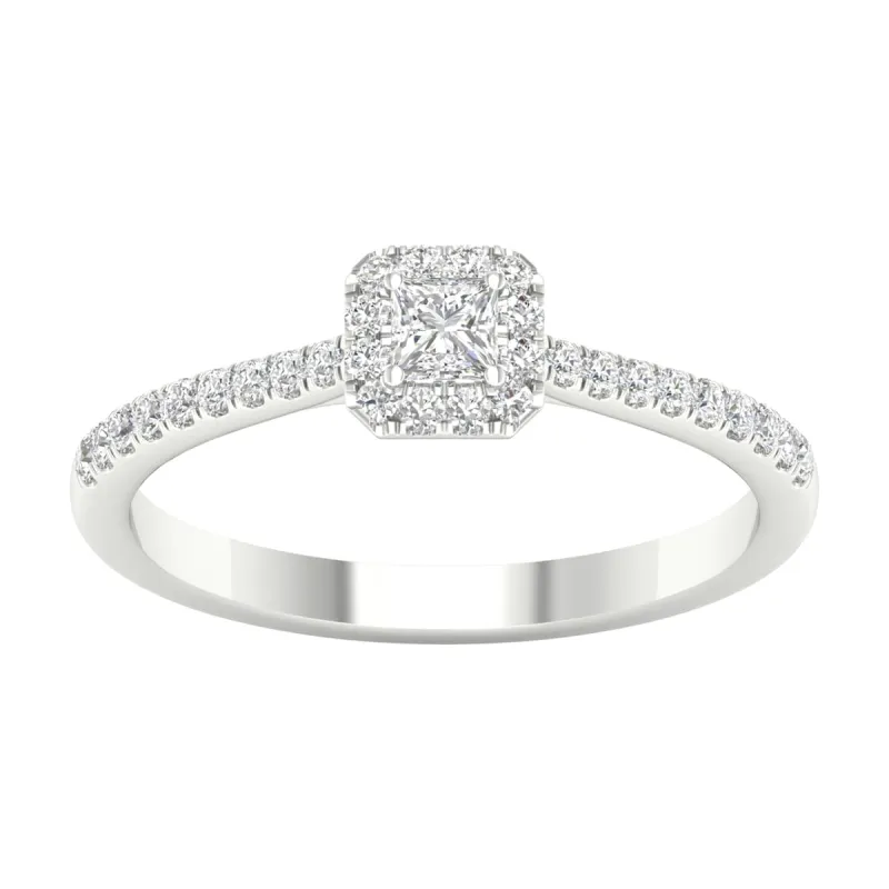1/3ct TDW Princess Cut Diamond Halo Ring in 10k Gold by De Couer sold by Zulily