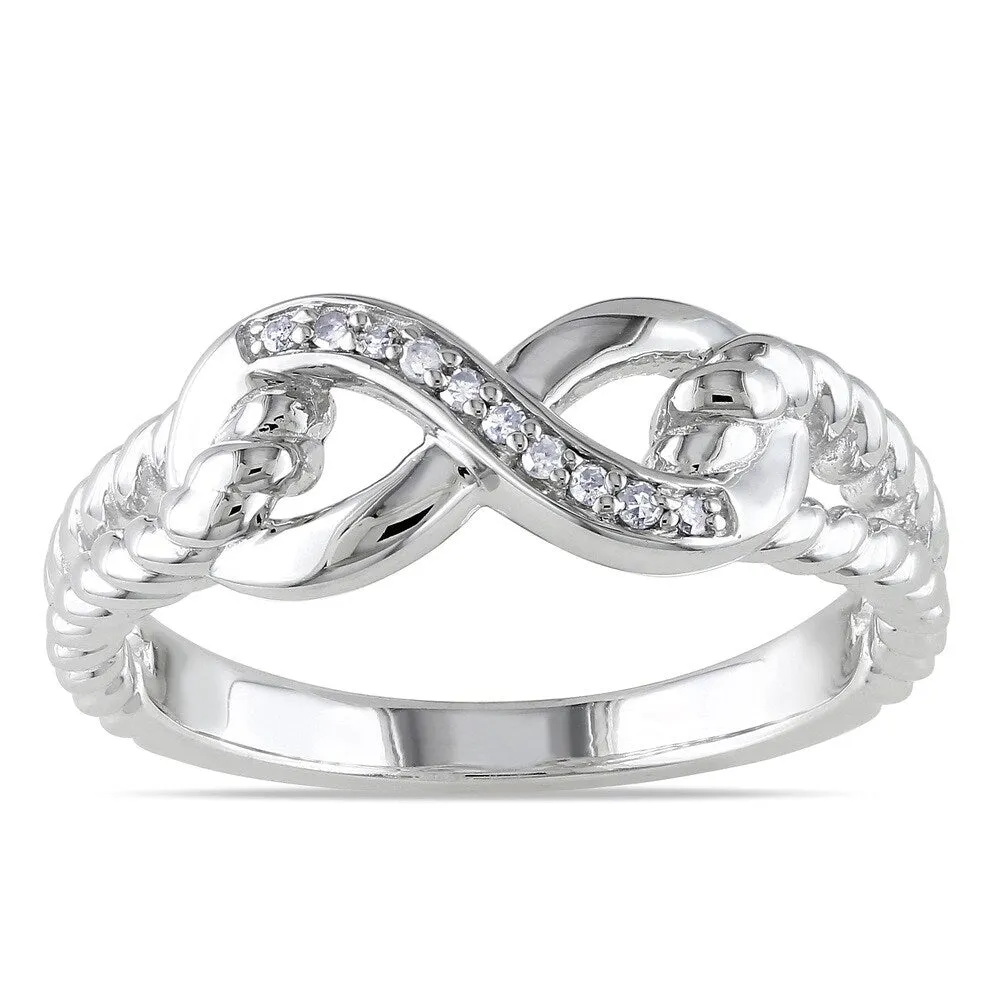 Miadora Sterling Silver Diamond Infinity Link Split Shank Ring sold by Zulily