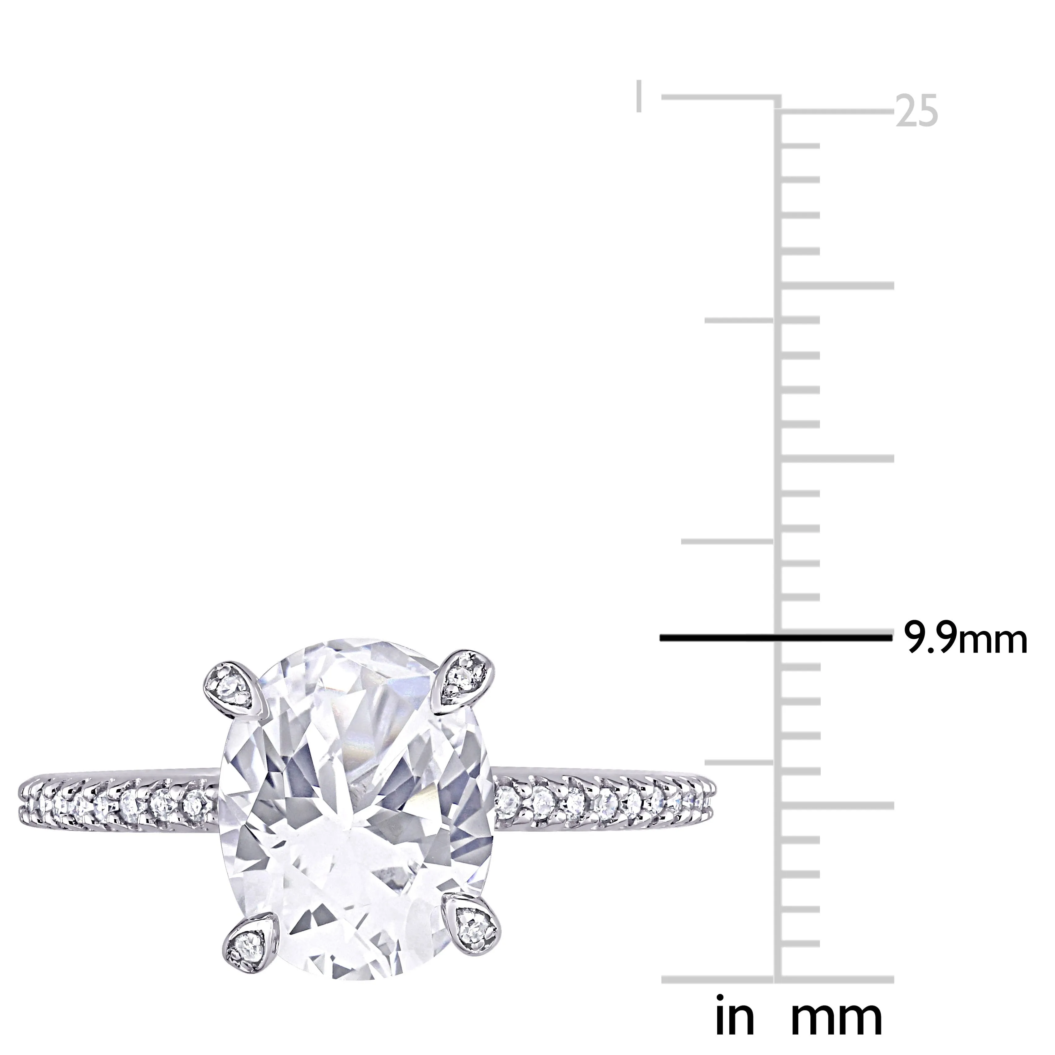 Miadora 4 1/6ct TGW Created White Sapphire and 1/10ct TW Diamond Engagement Ring in 10k White Gold sold by Zulily product image thumbnail 3