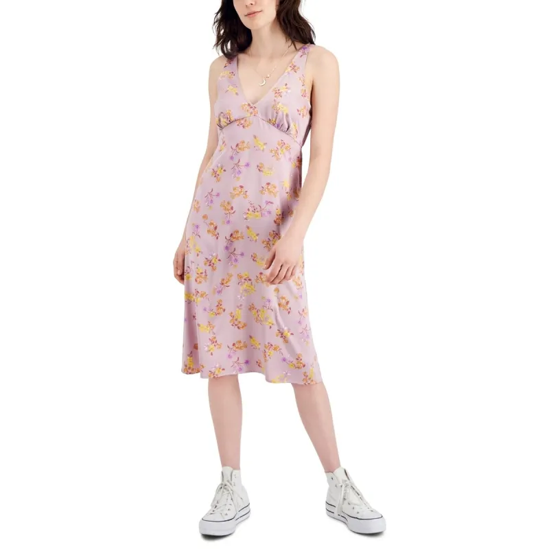 Hippie Rose Women's Floral Print Calf Midi Dress Purple Size Large sold by Zulily