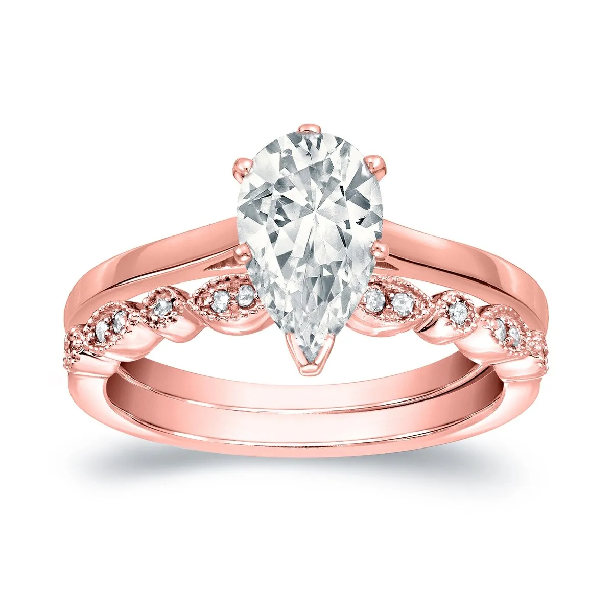 Auriya 14k Gold 1 1/6ctw Vintage Pear Shape Solitaire Diamond Engagement Ring Set sold by Zulily product image thumbnail 3