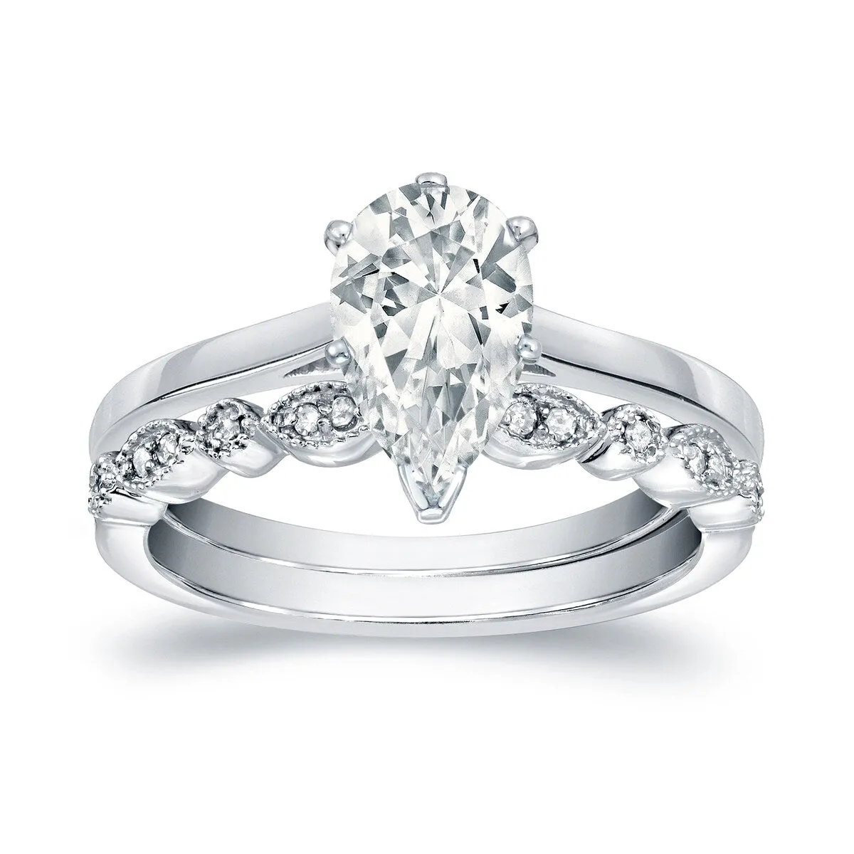 Auriya 14k Gold 1 1/6ctw Vintage Pear Shape Solitaire Diamond Engagement Ring Set sold by Zulily