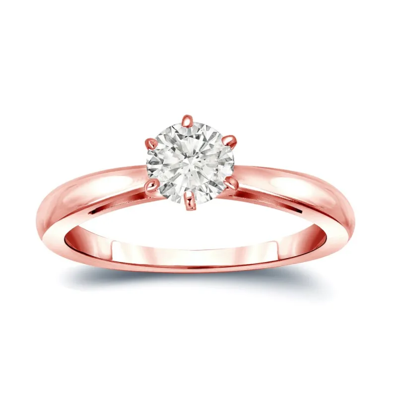 Auriya 14k Gold 1/4 carat TW 6-Prong Round Solitaire Diamond Engagement Ring sold by Zulily