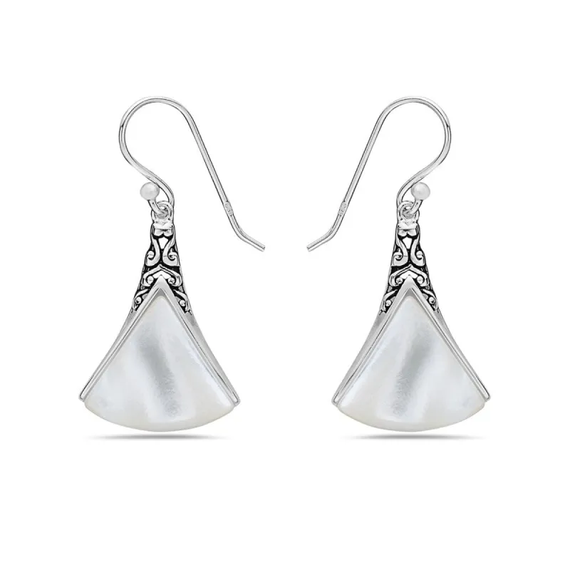 Vera & Co. Stering Silver Fan Shape Mother of Pearl Dangle Earring - White sold by Zulily