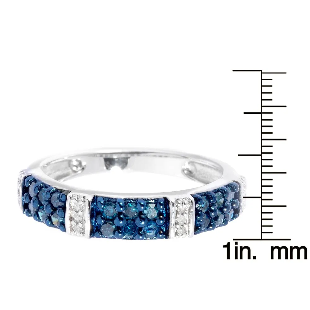 Sterling Silver 0.42ctw Blue & White Diamond Station Band Ring sold by Zulily product image thumbnail 3