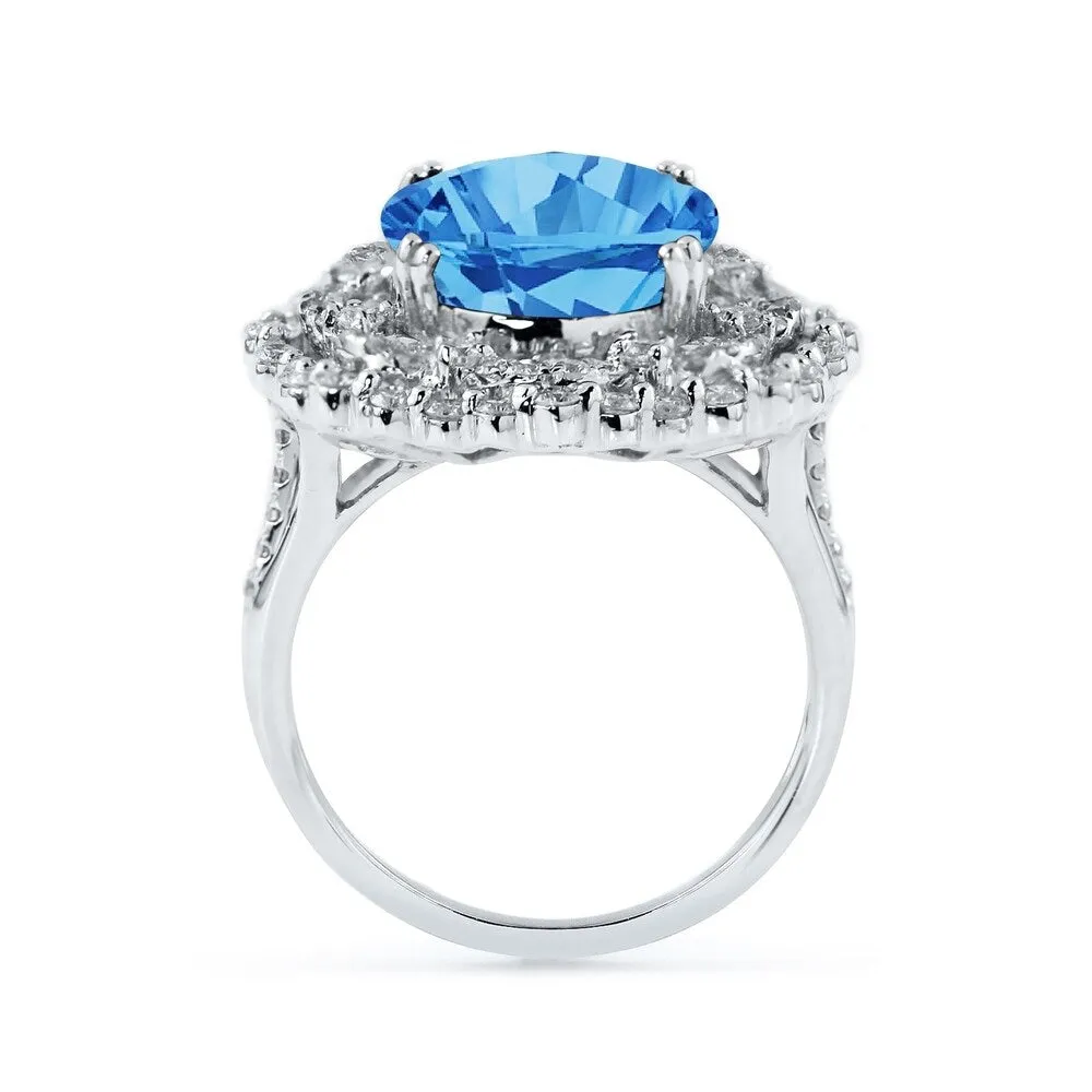 Auriya Unique 8 7/8ct Oval Blue Topaz Halo Diamond Ring 1 1/3ctw 18K Gold sold by Zulily product image thumbnail 4