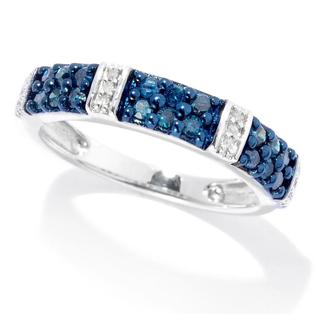 Sterling Silver 0.42ctw Blue & White Diamond Station Band Ring sold by Zulily