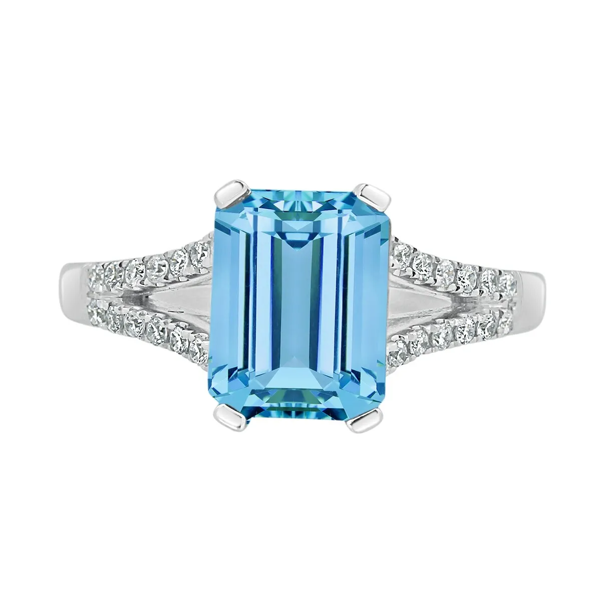 Auriya 2 1/8ct Fancy Emerald-cut Sky Blue Topaz and Diamond Engagement Ring 1/4ctw 14k Gold sold by Zulily product image thumbnail 2