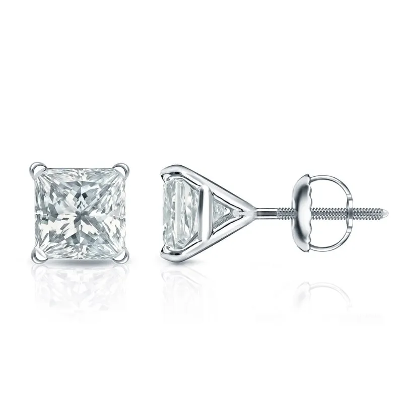 Auriya 18-karat Gold Lab Grown 1.50 carat TDW Princess Diamond Stud Earrings 4-Prong Martini Screw-back sold by Zulily product image thumbnail 5