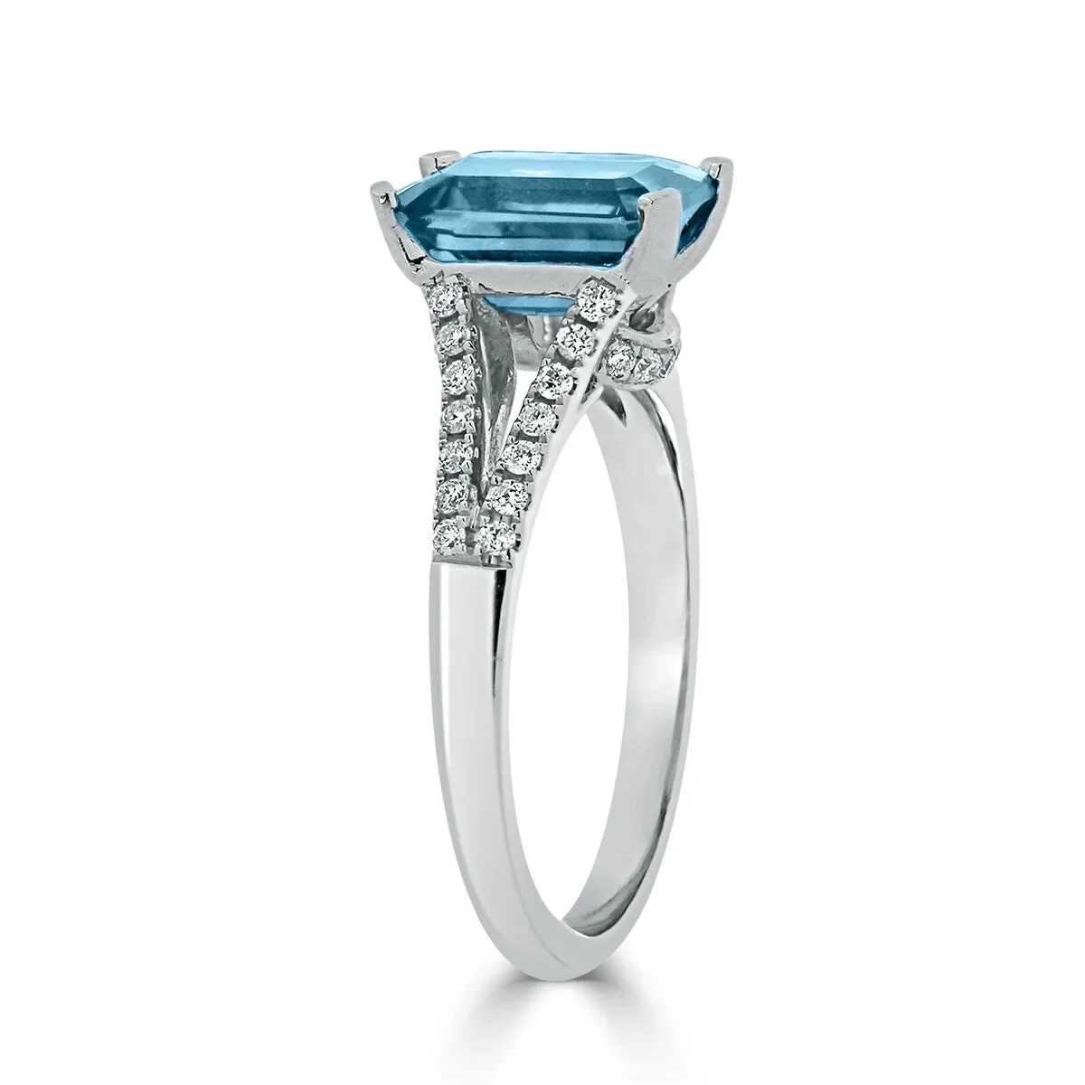 Auriya 2 1/8ct Fancy Emerald-cut Sky Blue Topaz and Diamond Engagement Ring 1/4ctw 14k Gold sold by Zulily product image thumbnail 4