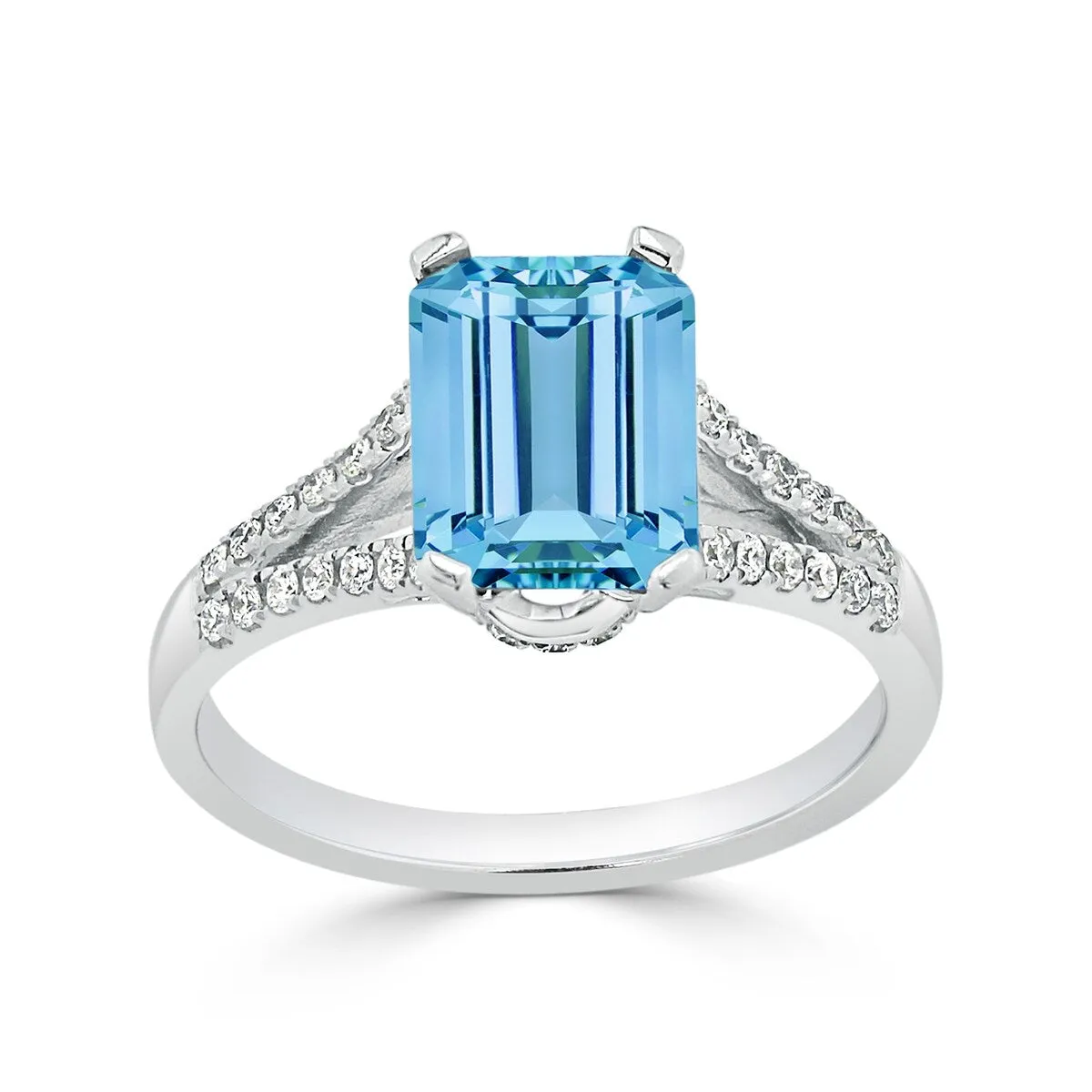 Auriya 2 1/8ct Fancy Emerald-cut Sky Blue Topaz and Diamond Engagement Ring 1/4ctw 14k Gold sold by Zulily product image thumbnail 3