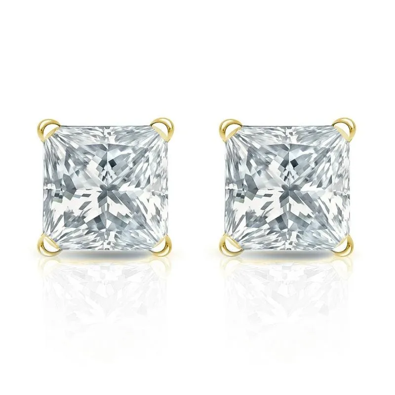 Auriya 18-karat Gold Lab Grown 1.50 carat TDW Princess Diamond Stud Earrings 4-Prong Martini Screw-back sold by Zulily product image thumbnail 4