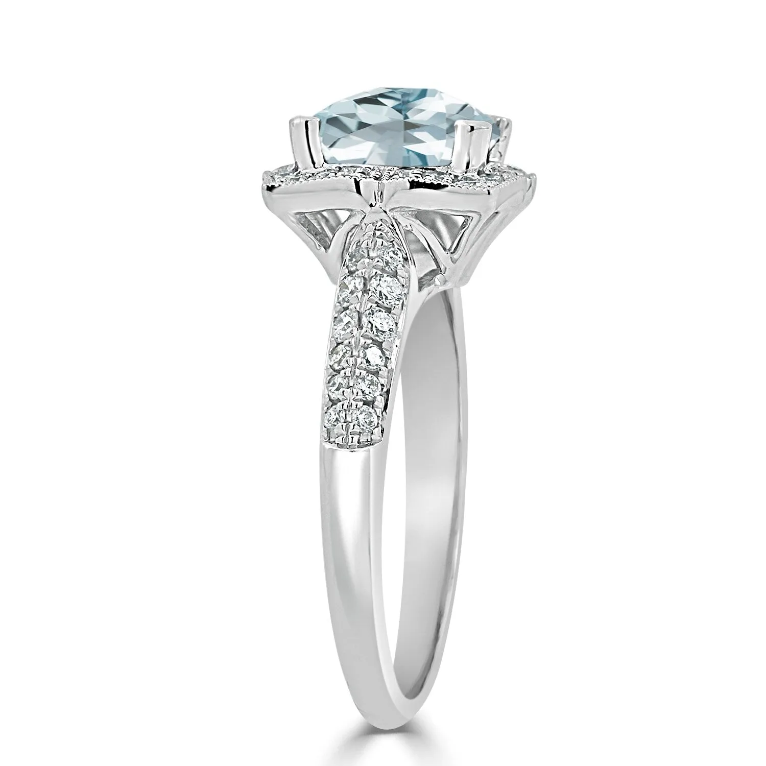 Auriya 3/4ct Fancy Cushion-cut Aquamarine Halo Diamond Engagement Ring 1/3ctw 14k Gold sold by Zulily product image thumbnail 4