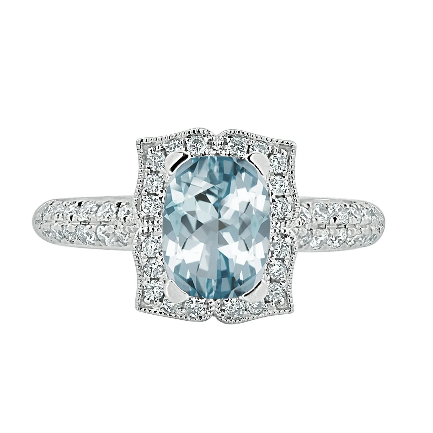 Auriya 3/4ct Fancy Cushion-cut Aquamarine Halo Diamond Engagement Ring 1/3ctw 14k Gold sold by Zulily product image thumbnail 2