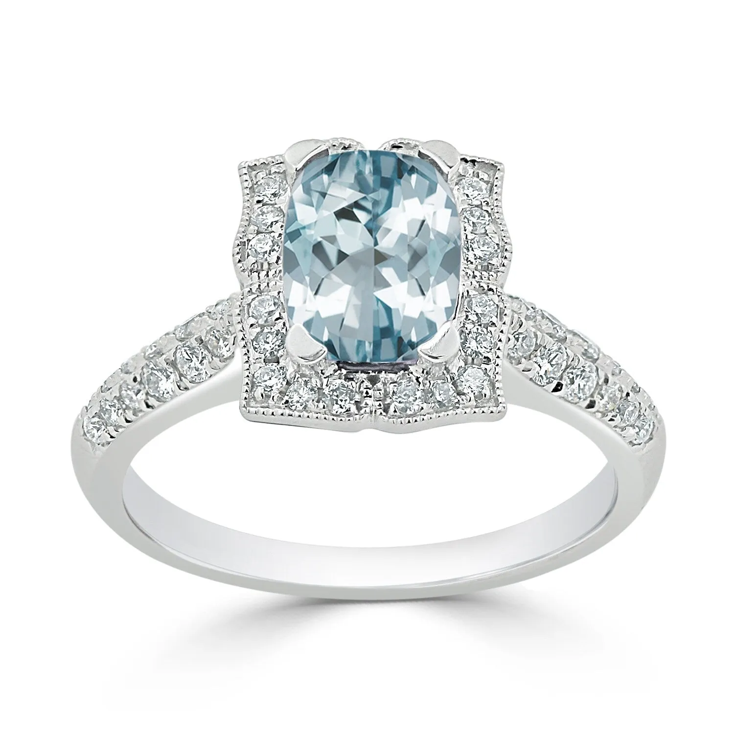 Auriya 3/4ct Fancy Cushion-cut Aquamarine Halo Diamond Engagement Ring 1/3ctw 14k Gold sold by Zulily product image thumbnail 3