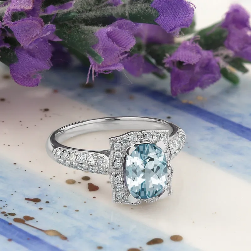 Auriya 3/4ct Fancy Cushion-cut Aquamarine Halo Diamond Engagement Ring 1/3ctw 14k Gold sold by Zulily