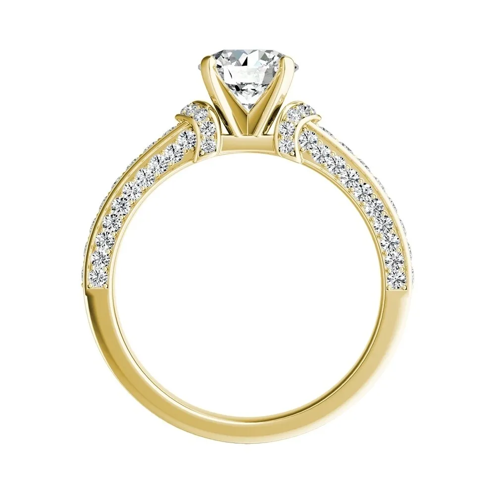Auriya 14k Gold Round 3ct Moissanite and 3/8ct TDW Diamond Engagement Ring sold by Zulily product image thumbnail 5