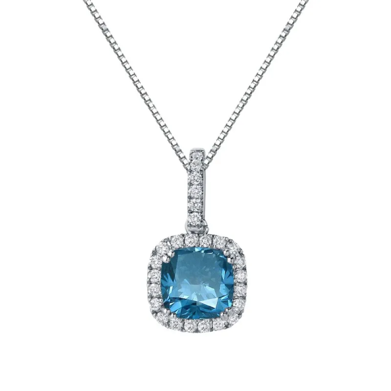 Auriya 2 1/4ctw Halo Cushion Cut Blue Diamond Necklace 14k Gold sold by Zulily