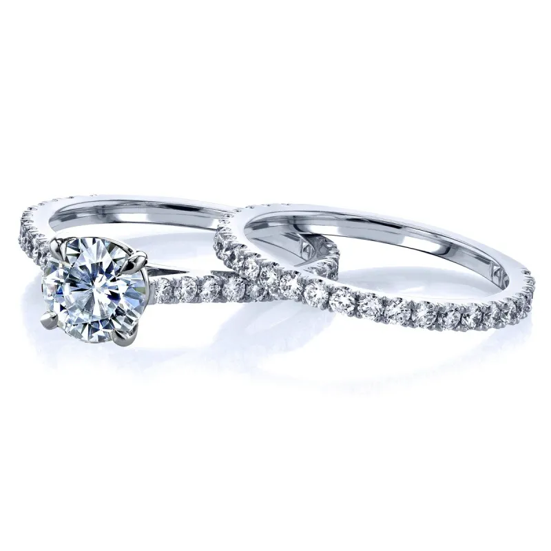 Annello by Kobelli 14k Gold 1 3/4ct TGW Moissanite and Diamond Peg Cathedral Bridal Ring Set sold by Zulily