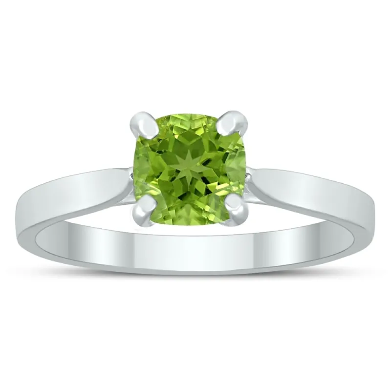 Square Princess Cut 6MM Peridot Solitaire Ring in 10K White Gold sold by Zulily